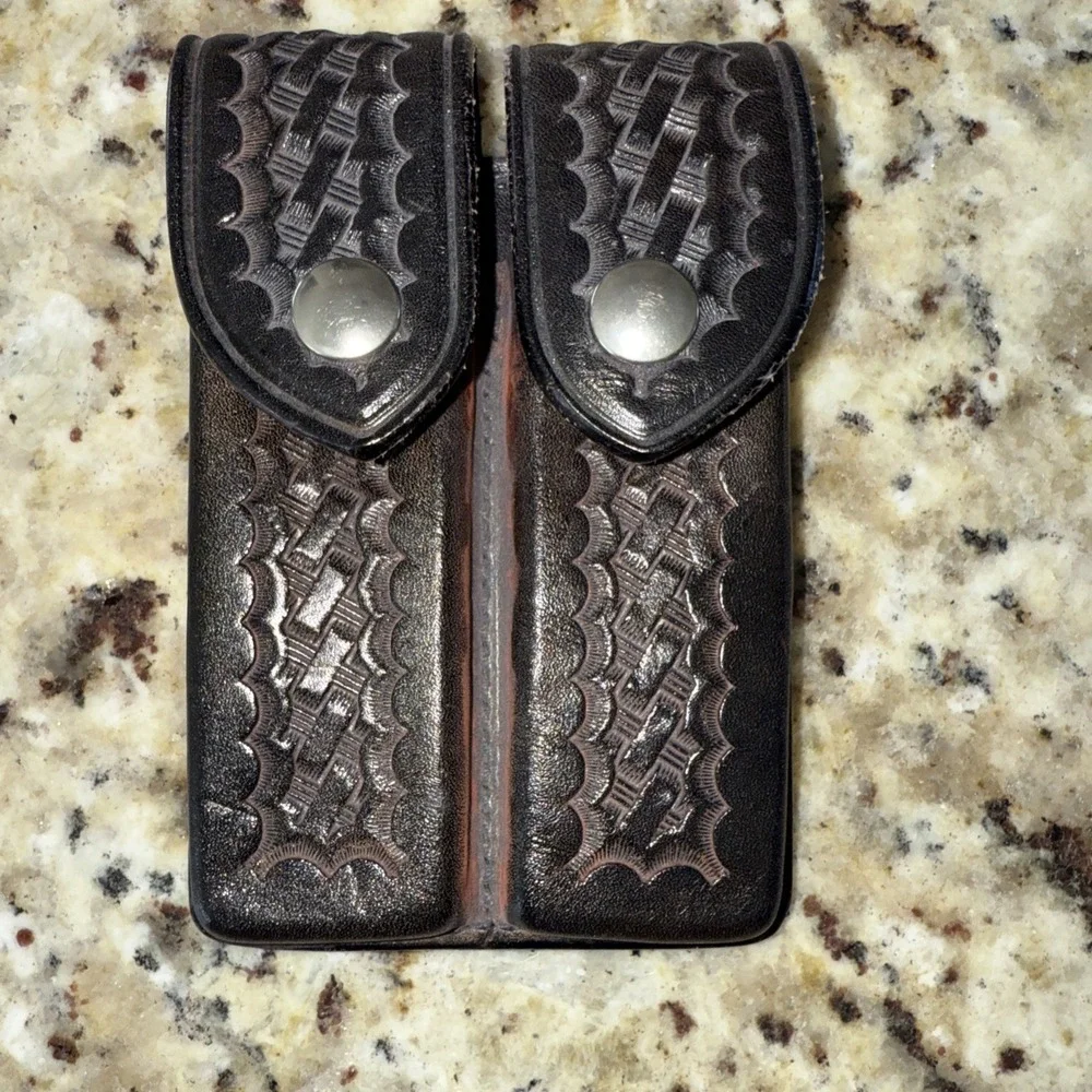 SAFARILAND 77V DUTY MAG POUCH Double S&W 59 Brng 9mm Silver Snaps. 4336‎